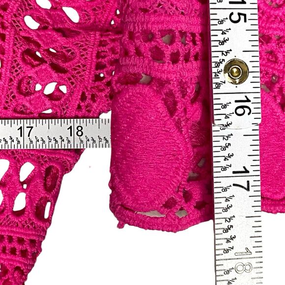 Lace Crochet Crop Top Womens L Pink Coquette Whimsigoth Balletcore Boho Festival - Picture 5 of 7